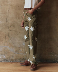 The Great. Pants | The Carpenter Pant With Daisy Stamp. Army - Women