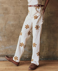 The Great. Pants | The Carpenter Pant With Daisy Stamp. Natural - Women