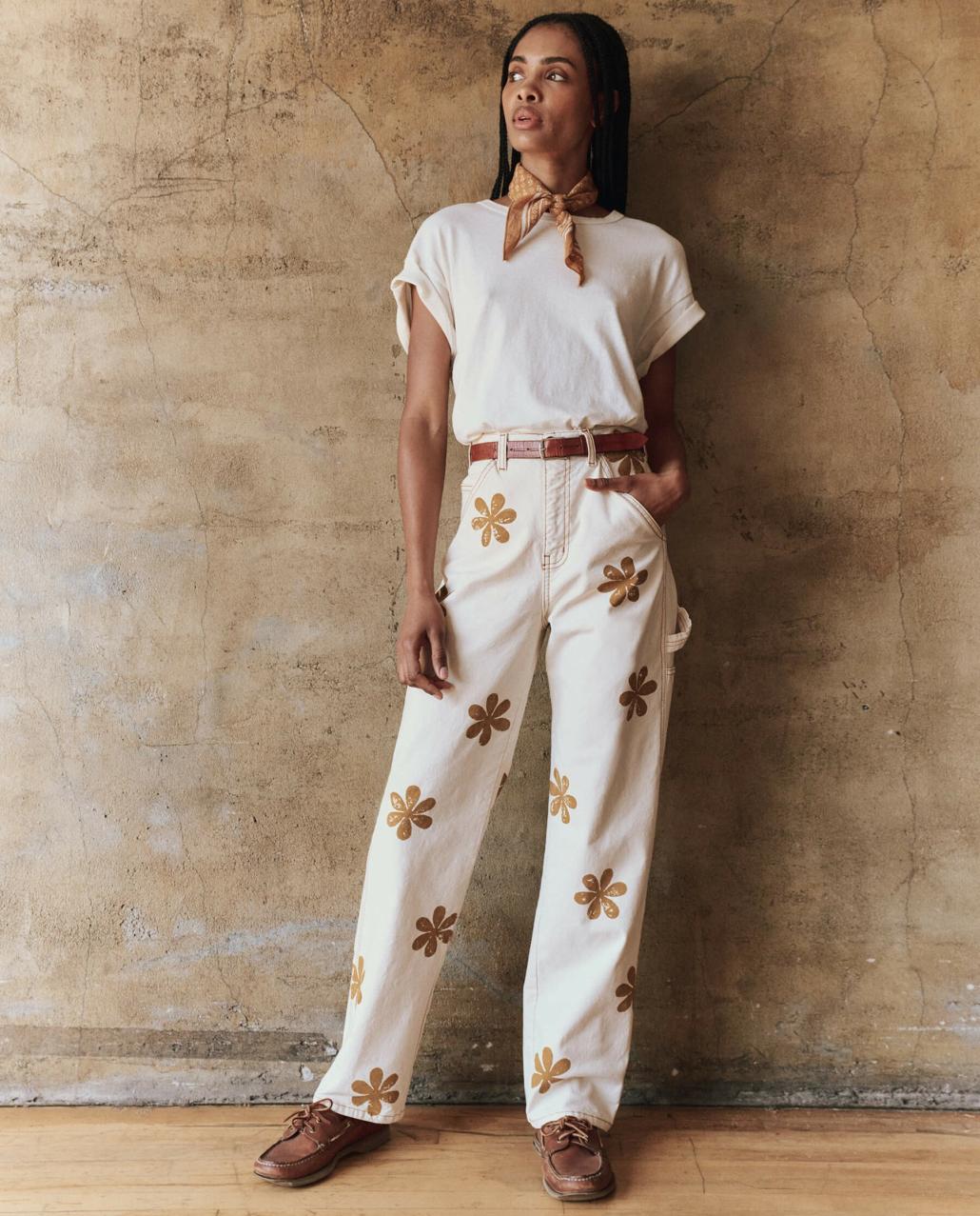 The Great. Pants | The Carpenter Pant With Daisy Stamp. Natural - Women