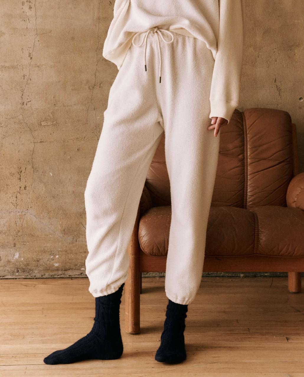 The Great. Pants | The Fleece Stadium Sweatpant. Washed White - Women