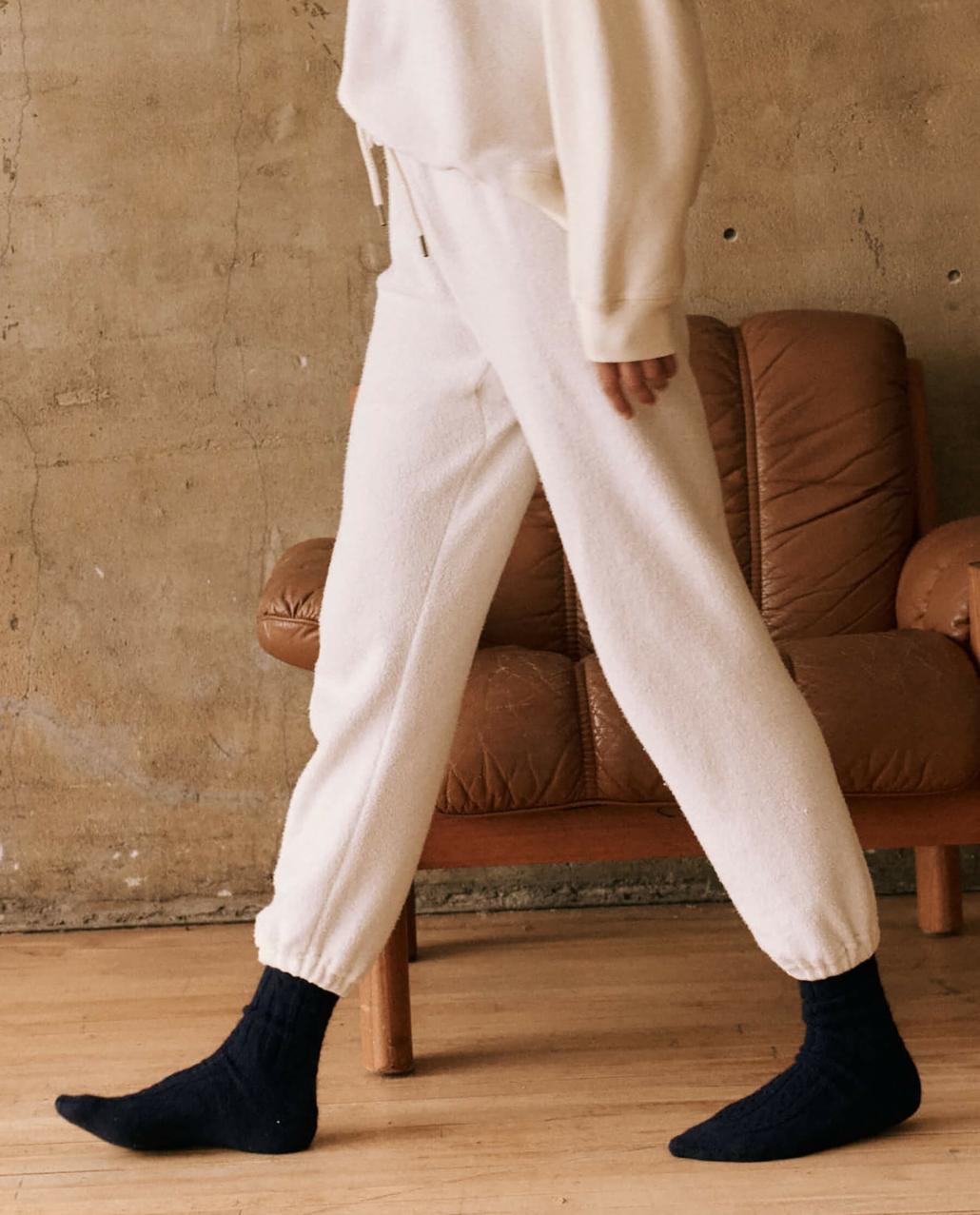 The Great. Pants | The Fleece Stadium Sweatpant. Washed White - Women