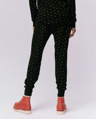 The Great. Pants | The Waffle Long John. Black Mini Heirloom Rose - Women