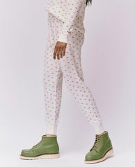The Great. Pants | The Waffle Long John. White Mini Heirloom Rose - Women