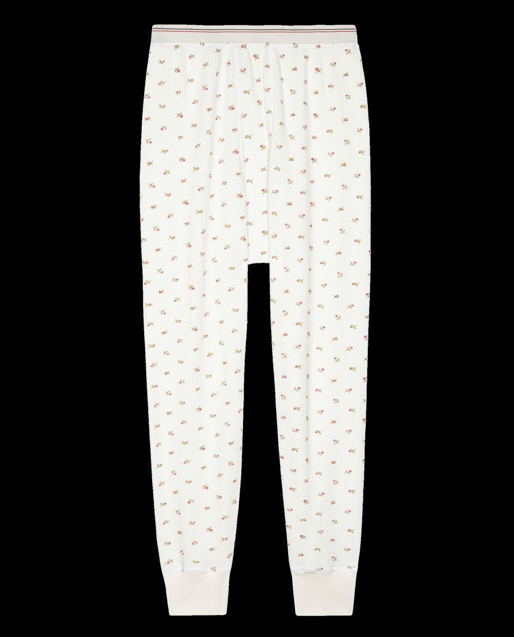 The Great. Pants | The Waffle Long John. White Mini Heirloom Rose - Women