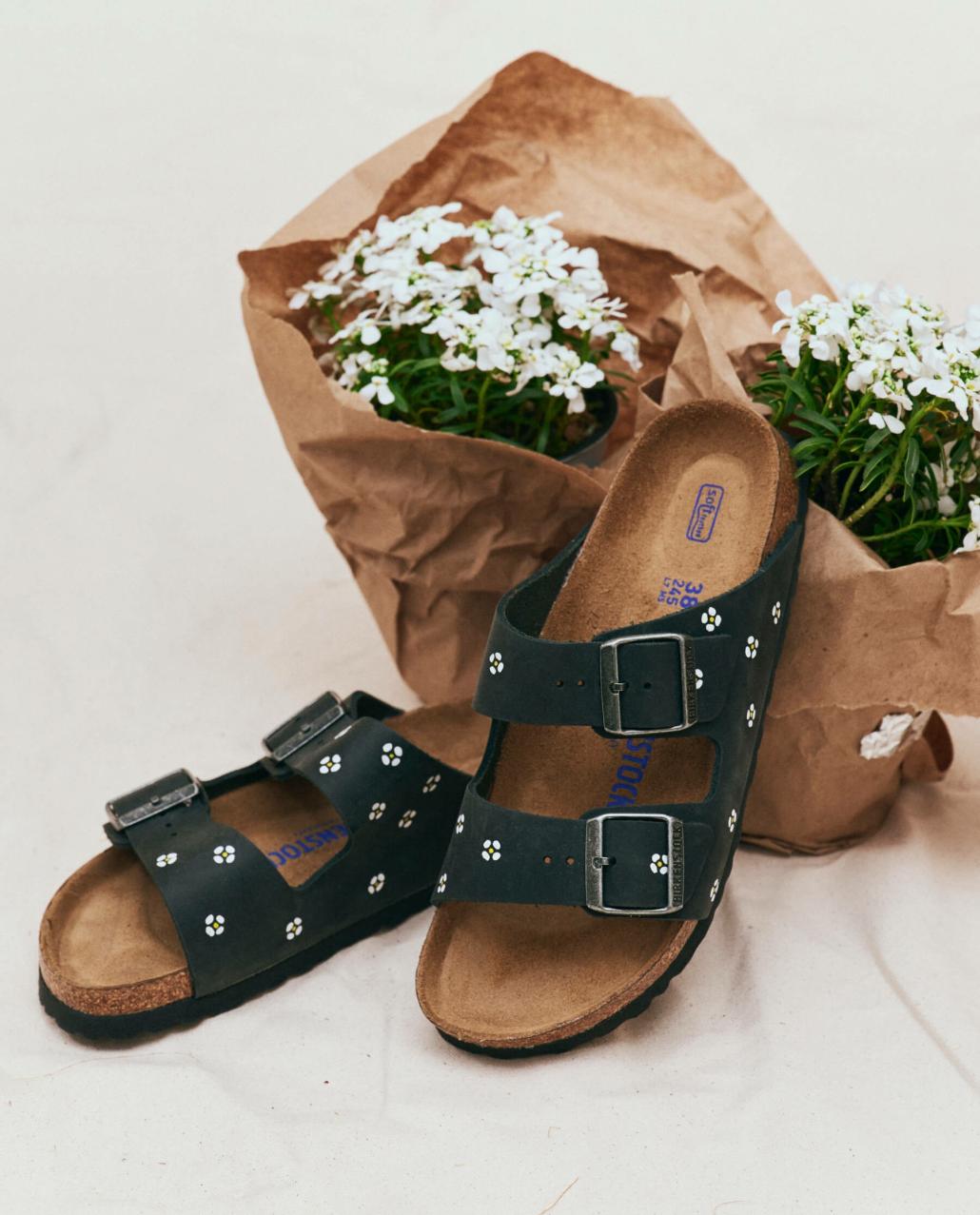 The Great. Shoes | BIRKENSTOCK Arizona With Hand Painted Tooled Daisy. Black Oiled Lea - Women