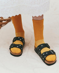 The Great. Shoes | BIRKENSTOCK Arizona With Hand Painted Tooled Daisy. Black Oiled Lea - Women