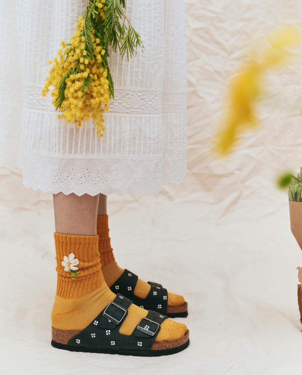 The Great. Shoes | BIRKENSTOCK Arizona With Hand Painted Tooled Daisy. Black Oiled Lea - Women