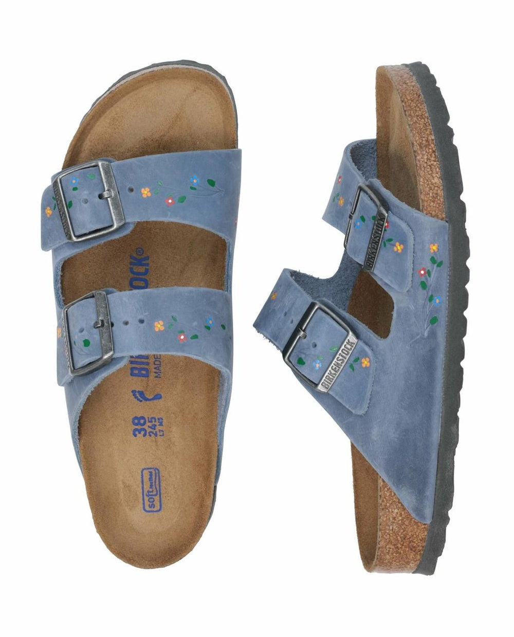 The Great. Shoes | BIRKENSTOCK Arizona With Hand Painted Tooled Vine. Dusty Blue Oiled - Women