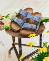 The Great. Shoes | BIRKENSTOCK Arizona With Hand Painted Tooled Vine. Dusty Blue Oiled - Women