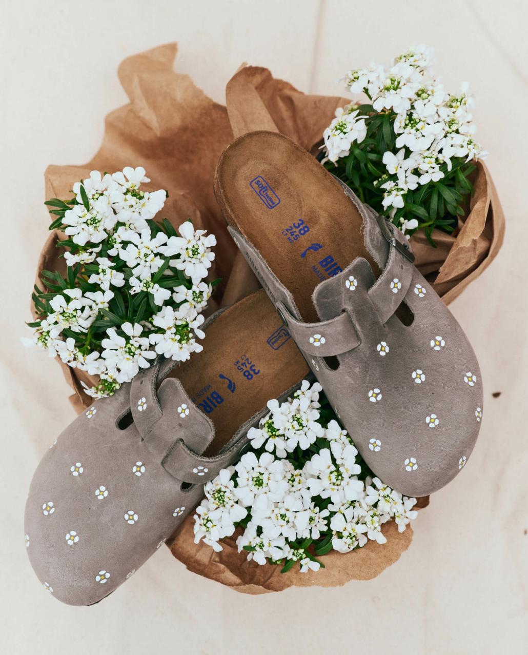 The Great. Shoes | BIRKENSTOCK Boston With Hand Painted Tooled Daisy. Iron Oiled Leath - Women