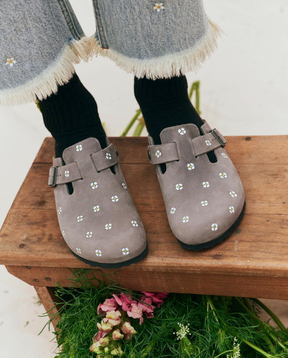 The Great. Shoes | BIRKENSTOCK Boston With Hand Painted Tooled Daisy. Iron Oiled Leath - Women