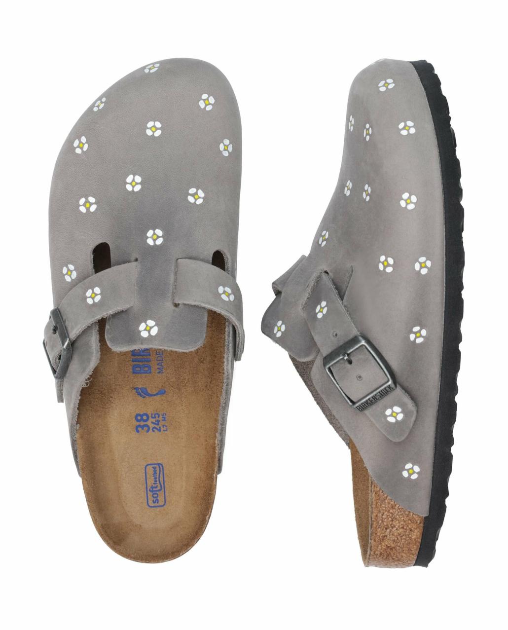 The Great. Shoes | BIRKENSTOCK Boston With Hand Painted Tooled Daisy. Iron Oiled Leath - Women