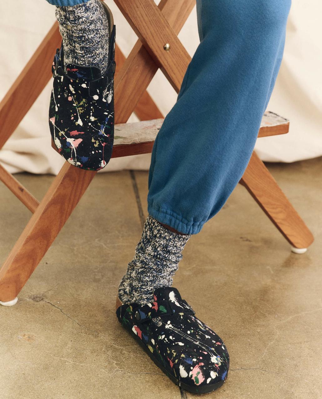 The Great. Shoes | Boston Midnight Birkenstock With Paint. Midnight Blue With Bright M - Women