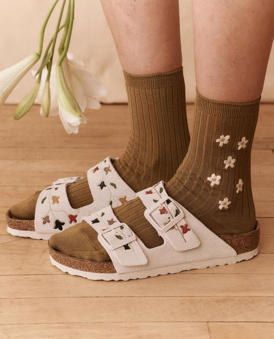 The Great. Shoes | The BIRKENSTOCK Arizona With Hand Painted Tooled Tulip. Antique Whi - Women