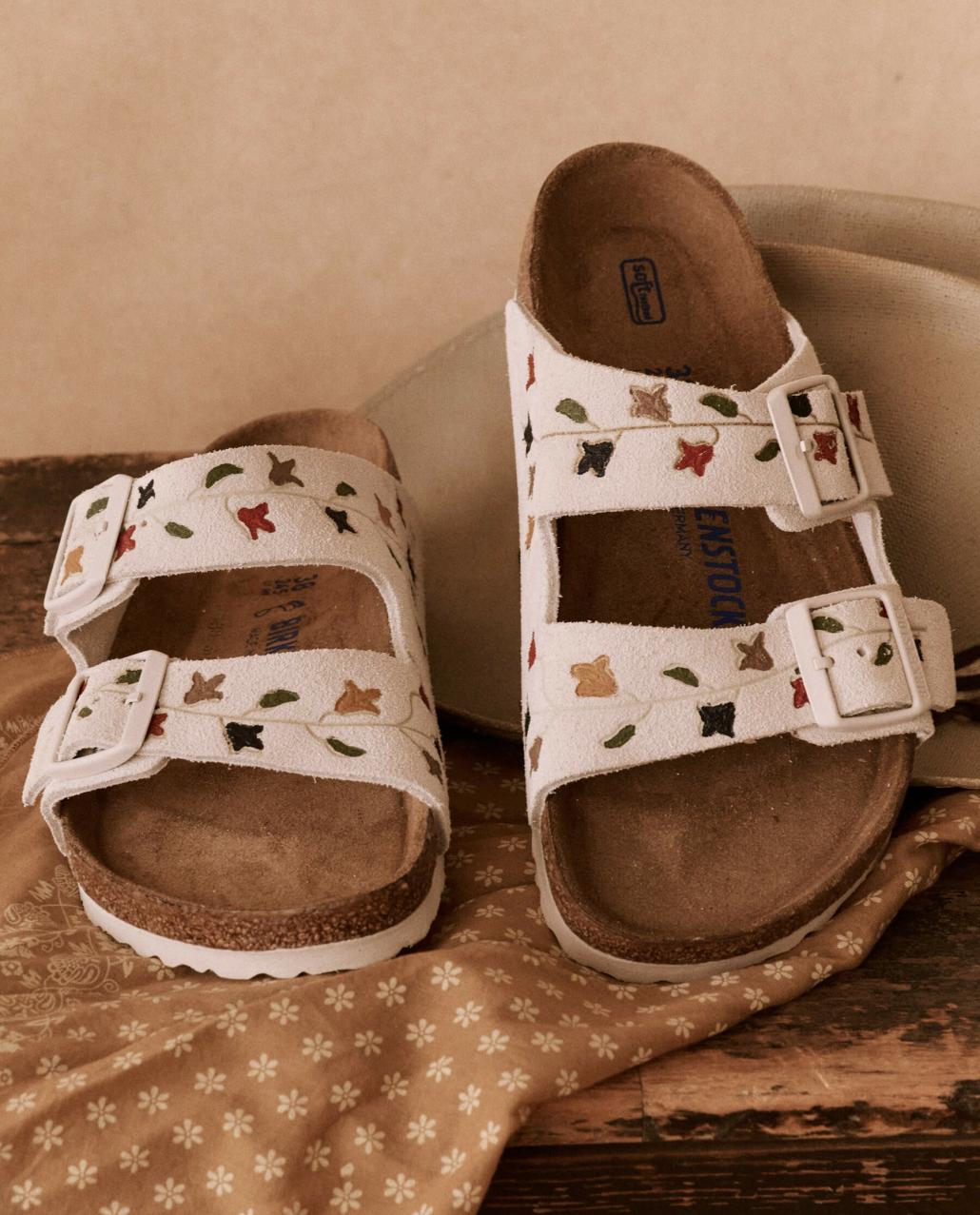 The Great. Shoes | The BIRKENSTOCK Arizona With Hand Painted Tooled Tulip. Antique Whi - Women