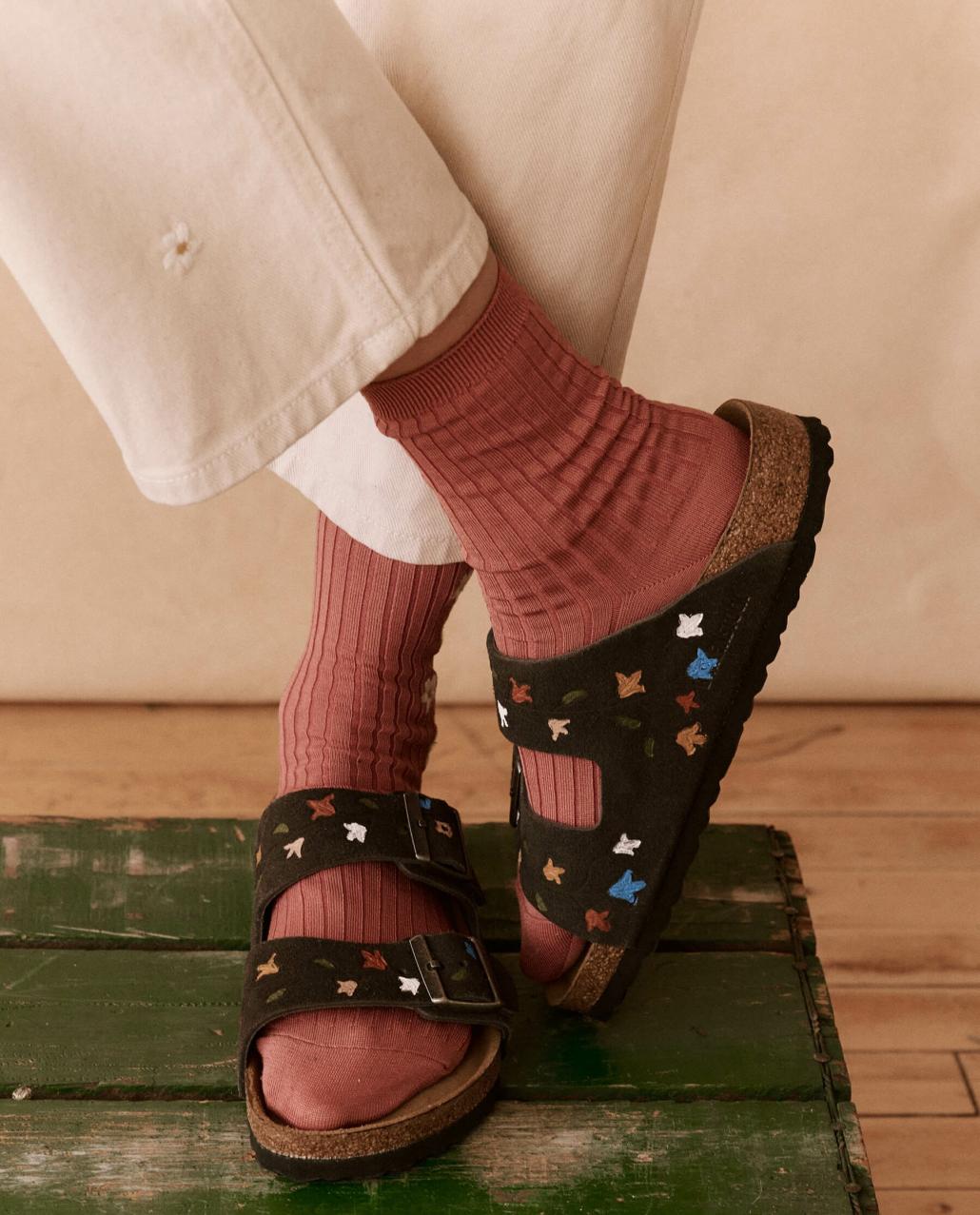 The Great. Shoes | The BIRKENSTOCK Arizona With Hand Painted Tooled Tulip. Velvet Gray - Women