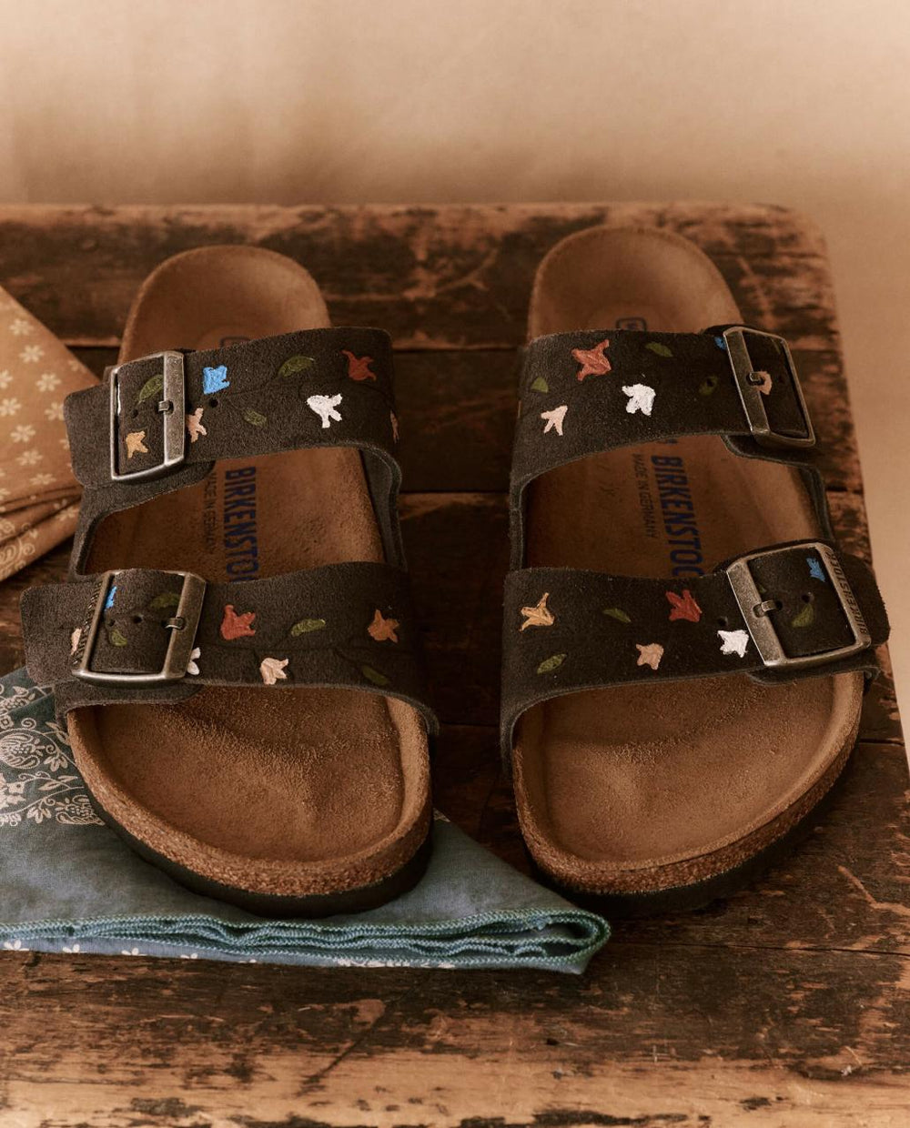 The Great. Shoes | The BIRKENSTOCK Arizona With Hand Painted Tooled Tulip. Velvet Gray - Women