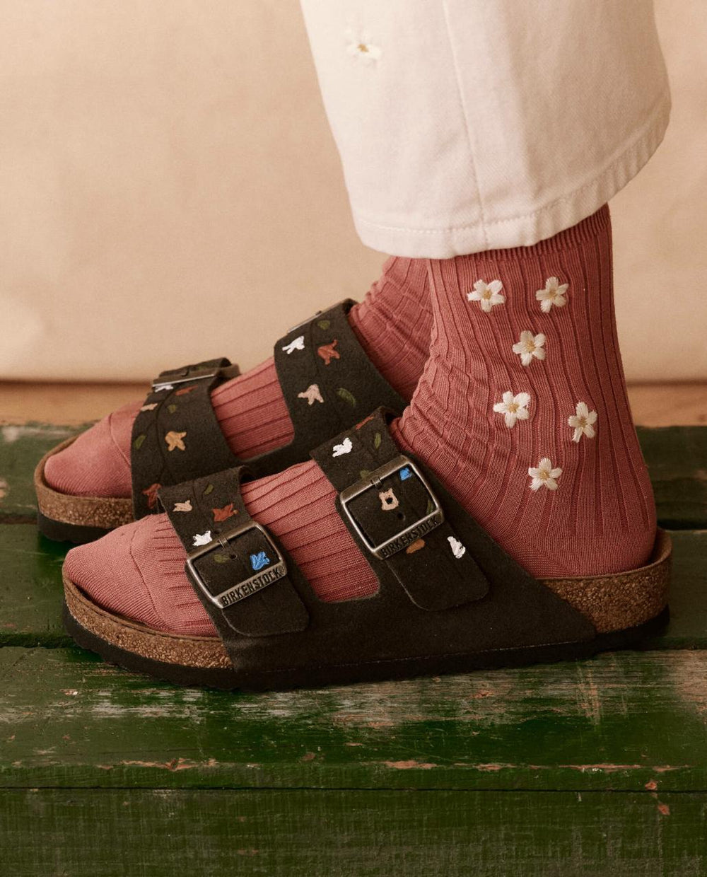 The Great. Shoes | The BIRKENSTOCK Arizona With Hand Painted Tooled Tulip. Velvet Gray - Women
