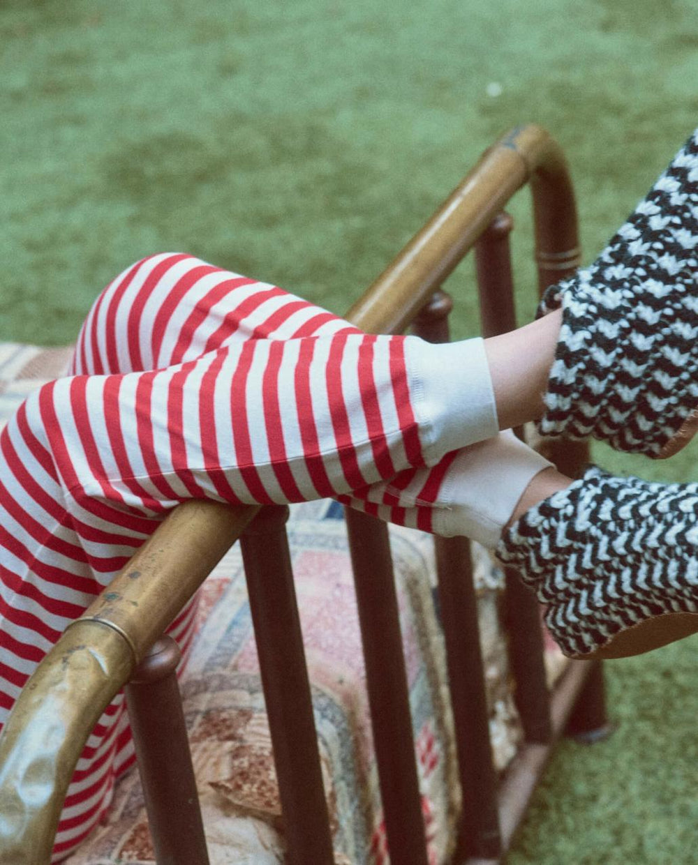 The Great. Shoes | The Bootie Slipper. Black And Cream Stripe - Women