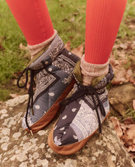 The Great. Shoes | The Down Quilted Puffer Slipper. Patchwork Bandana And Evergreen - Women
