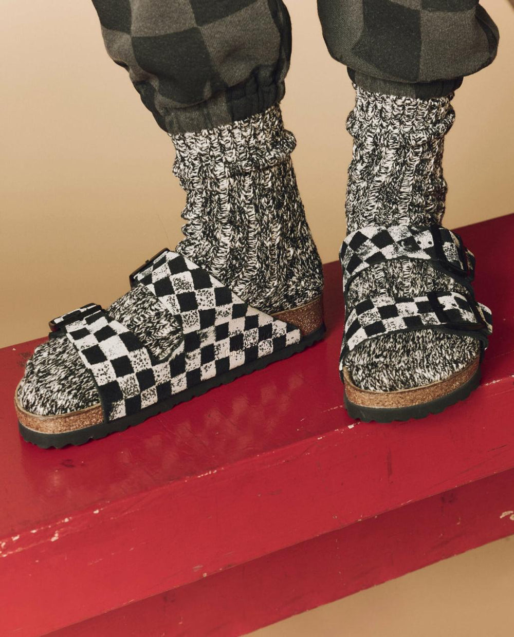 The Great. Shoes | The Hand Stamped BIRKENSTOCK Arizona. Black With Cream Check - Women