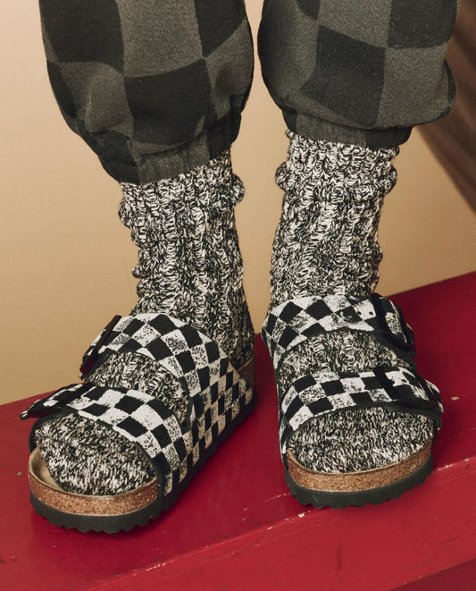 The Great. Shoes | The Hand Stamped BIRKENSTOCK Arizona. Black With Cream Check - Women