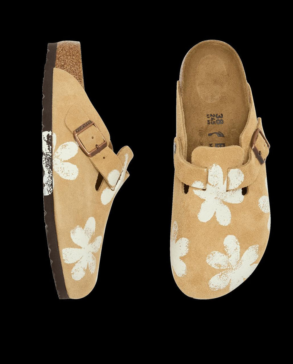 The Great. Shoes | The Hand Stamped BIRKENSTOCK Boston. Latte With Cream Daisy - Women