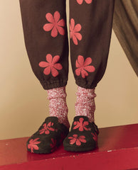 The Great. Shoes | The Hand Stamped BIRKENSTOCK Boston. Mocha With Hot Red Daisy - Women