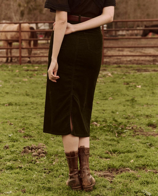 The Great. Skirts &amp; Shorts | The Column Skirt. Cord Woodland Green - Women