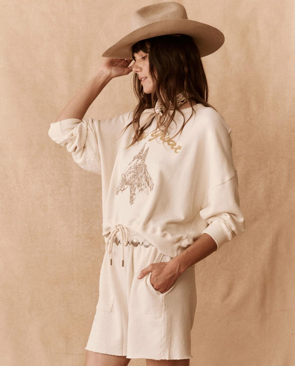 The Great. Skirts &amp; Shorts | The Patch Pocket Sweat Short. Washed White - Women