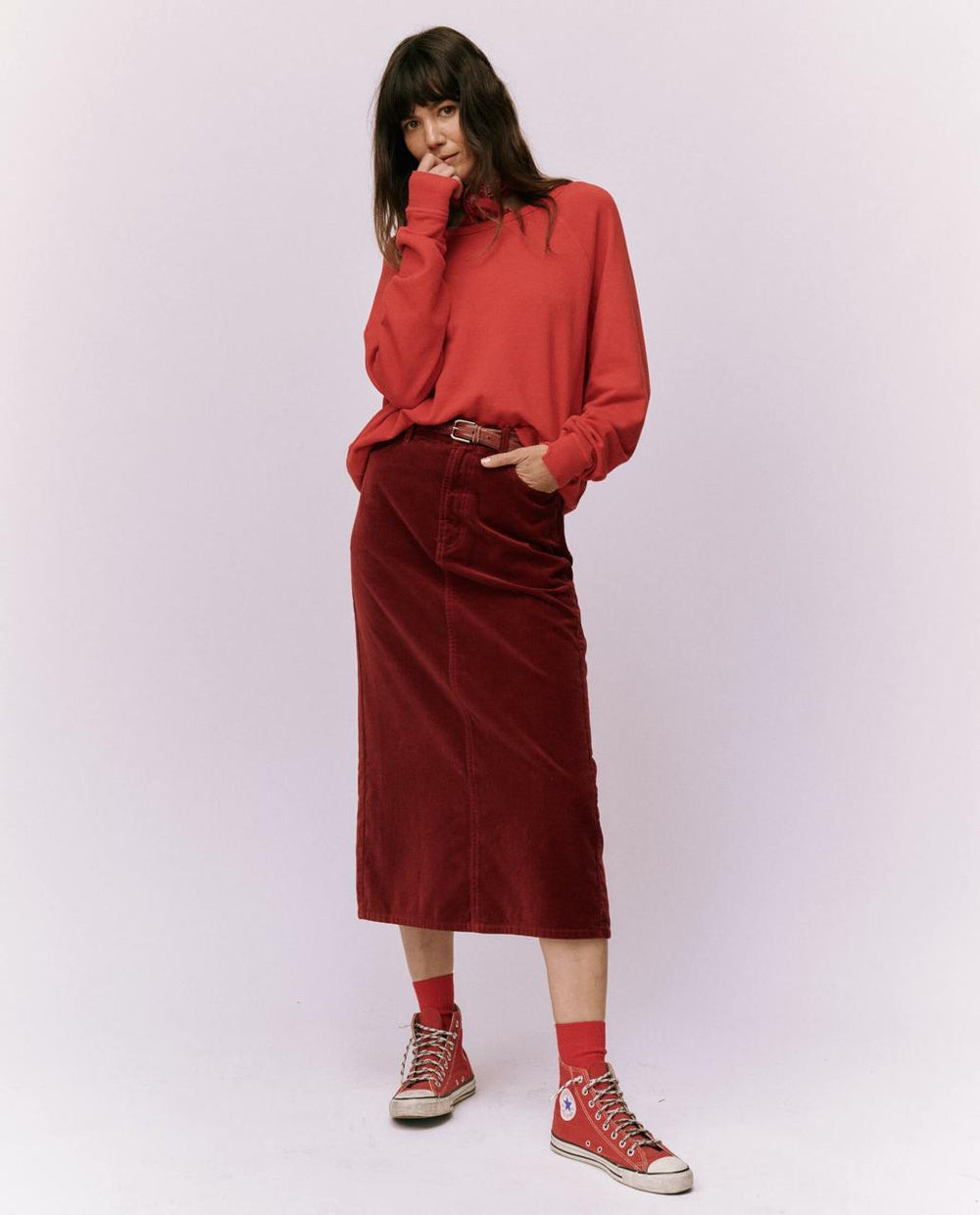 The Great. Skirts &amp; Shorts | The Velvet Column Skirt. Bordeaux - Women