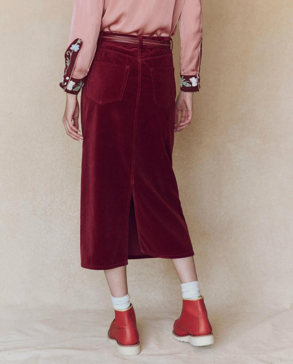 The Great. Skirts &amp; Shorts | The Velvet Column Skirt. Bordeaux - Women