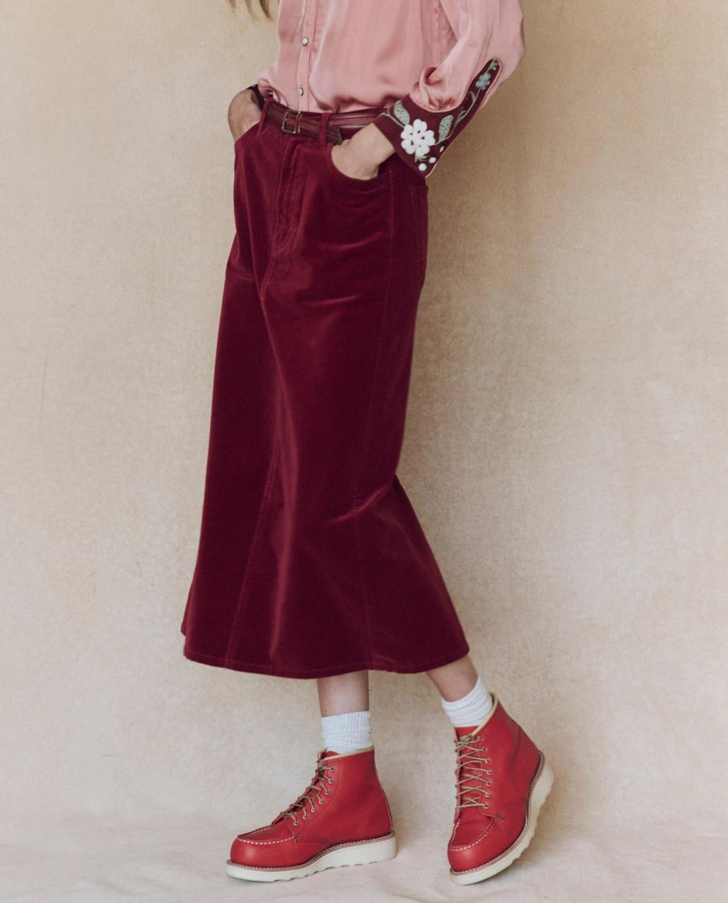 The Great. Skirts &amp; Shorts | The Velvet Column Skirt. Bordeaux - Women