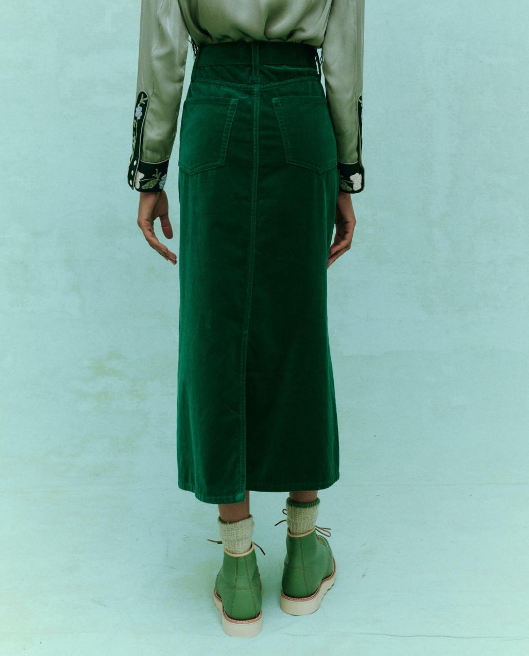 The Great. Skirts &amp; Shorts | The Velvet Column Skirt. Emerald - Women