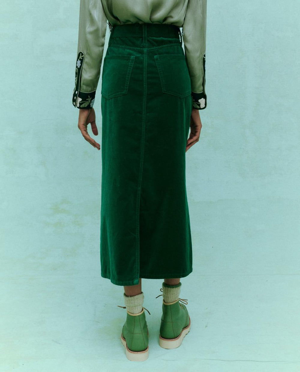 The Great. Skirts &amp; Shorts | The Velvet Column Skirt. Emerald - Women