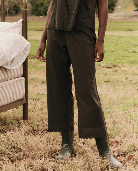 The Great. Sleep Bottoms | The Eyelet Easy Sleep Pant. Black - Women