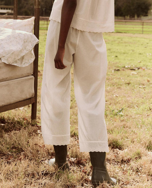 The Great. Sleep Bottoms | The Eyelet Easy Sleep Pant. True White - Women