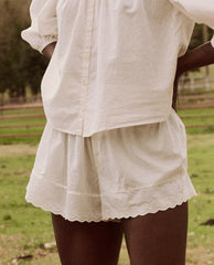 The Great. Sleep Bottoms | The Eyelet Tap Short. True White - Women