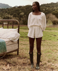 The Great. Sleep Bottoms | The Eyelet Tap Short. True White - Women