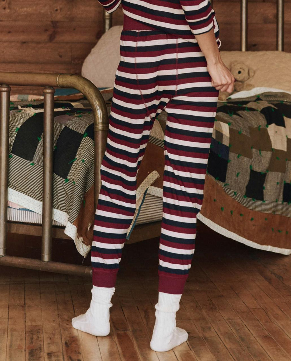 The Great. Sleep Bottoms | The Long John. Bordeaux Stripe - Women