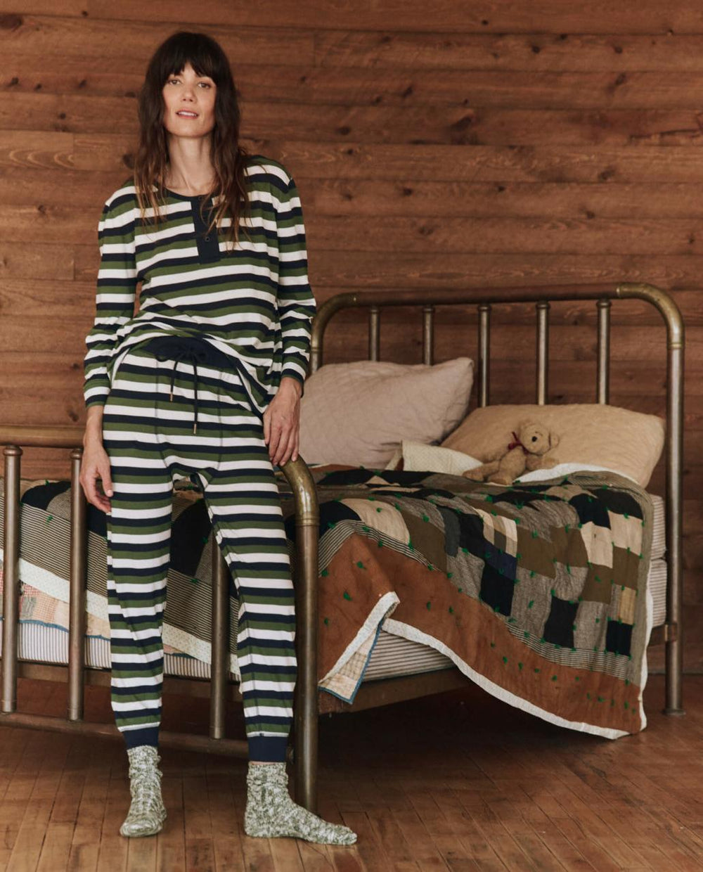 The Great. Sleep Bottoms | The Long John. Winter Pine Stripe - Women