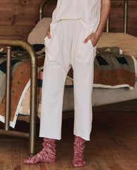 The Great. Sleep Bottoms | The Lounge Crop. Washed White - Women