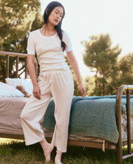 The Great. Sleep Bottoms | The Pointelle Easy Button Sleep Pant. White - Women