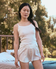 The Great. Sleep Bottoms | The Pointelle Tap Short. White - Women