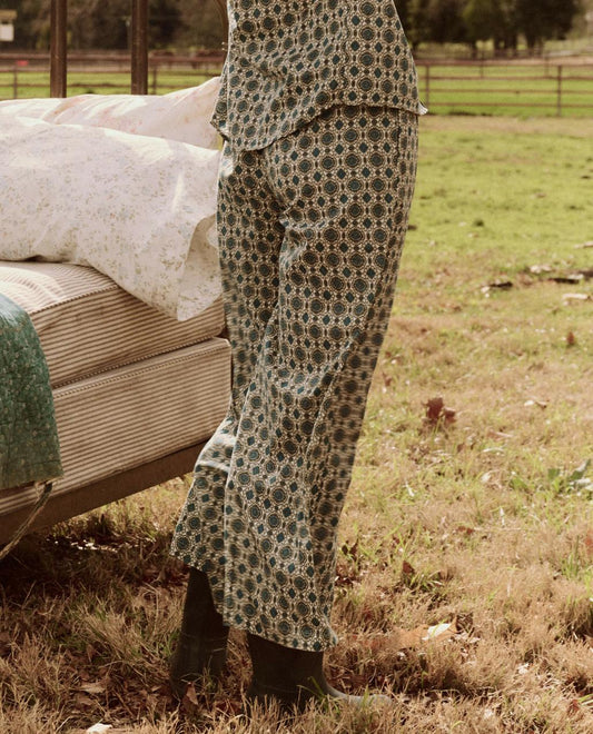 The Great. Sleep Bottoms | The Smocked Sleep Pant. Geo Medallion Print - Women