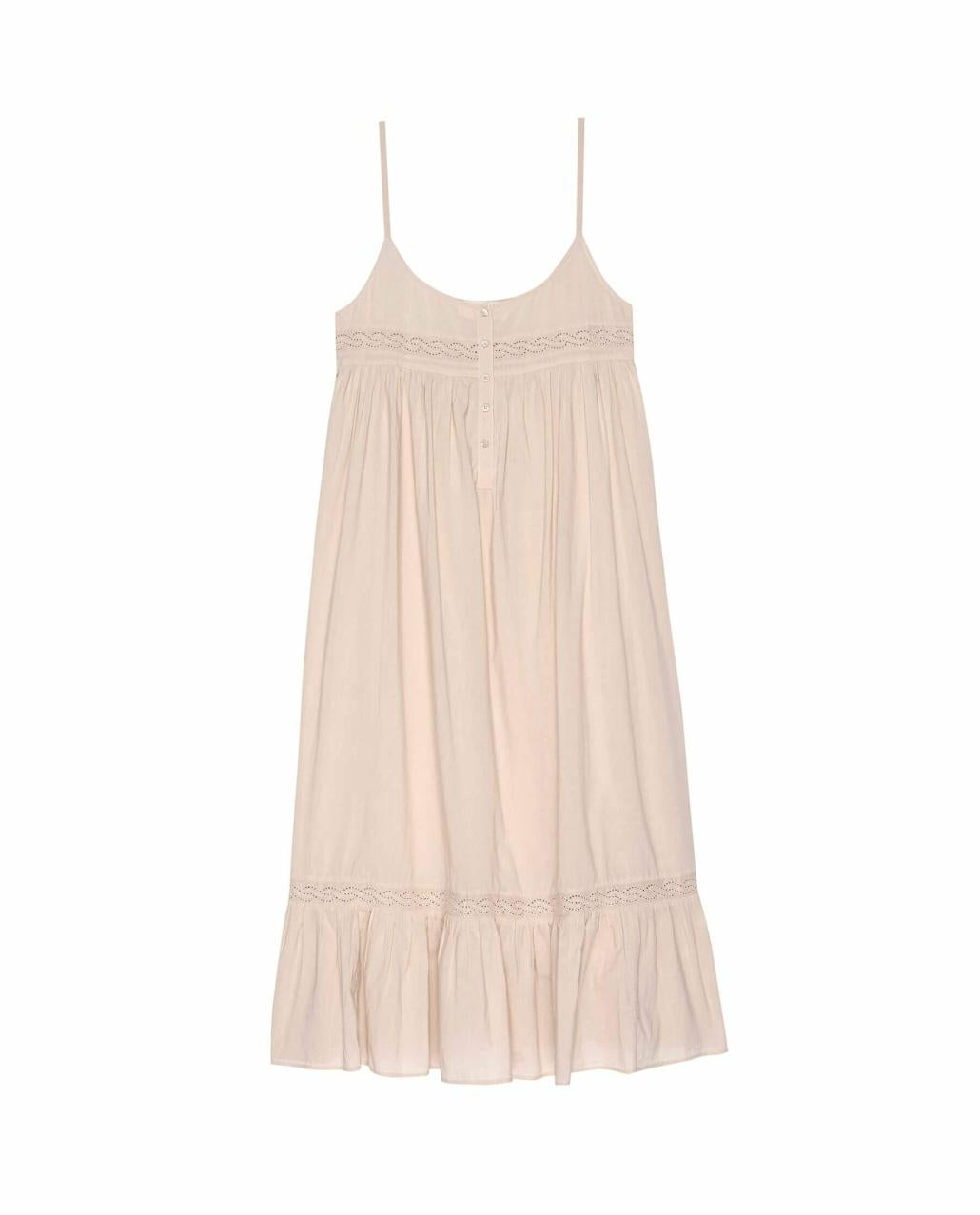 The Great. Sleep Dresses | The Eyelet Ruffle Tank Night Dress. Soft Rosette - Women