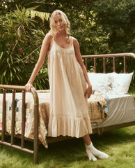 The Great. Sleep Dresses | The Eyelet Ruffle Tank Night Dress. Soft Rosette - Women