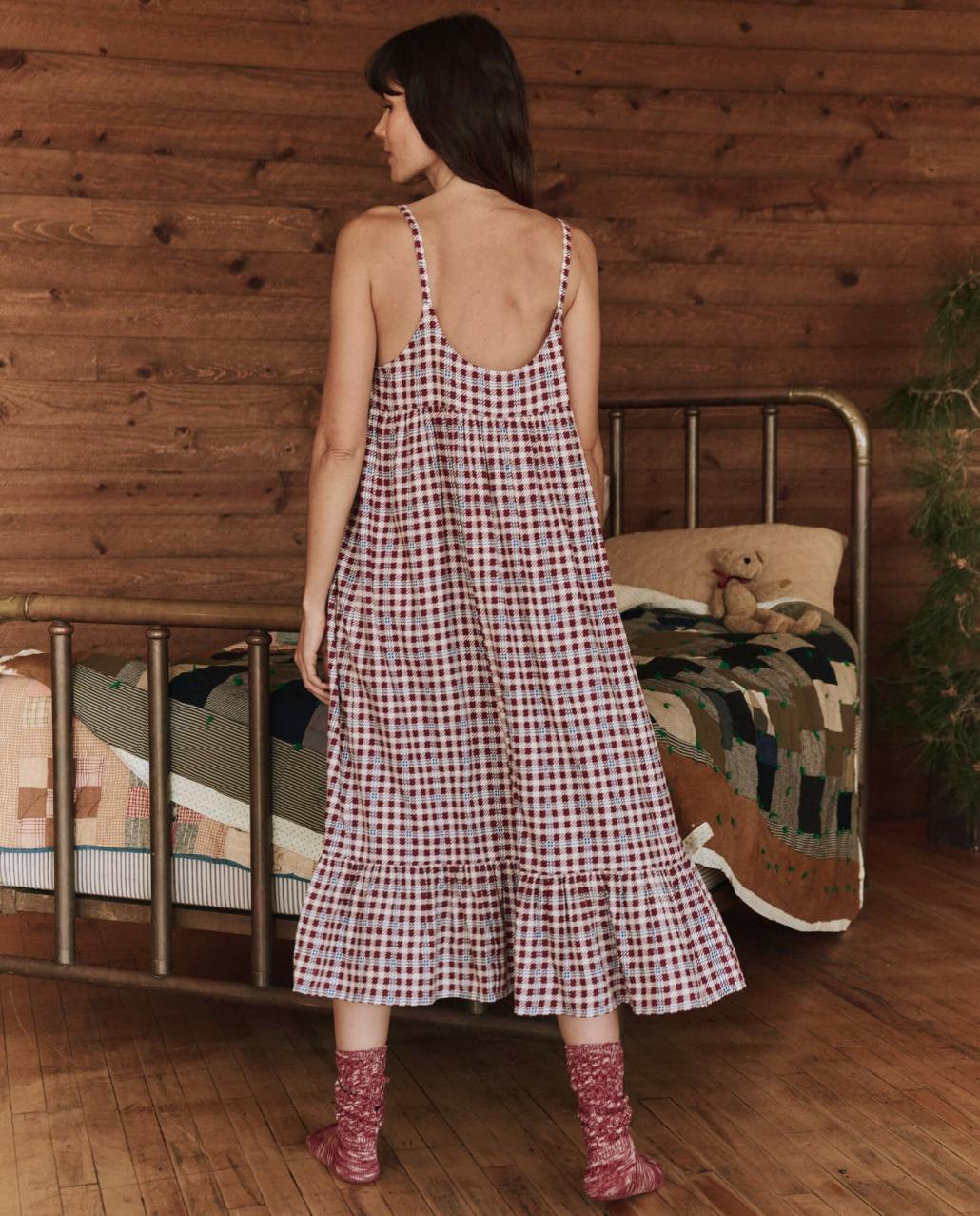 The Great. Sleep Dresses | The Ruffle Tank Night Dress. Bordeaux Plaid - Women