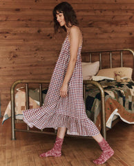 The Great. Sleep Dresses | The Ruffle Tank Night Dress. Bordeaux Plaid - Women