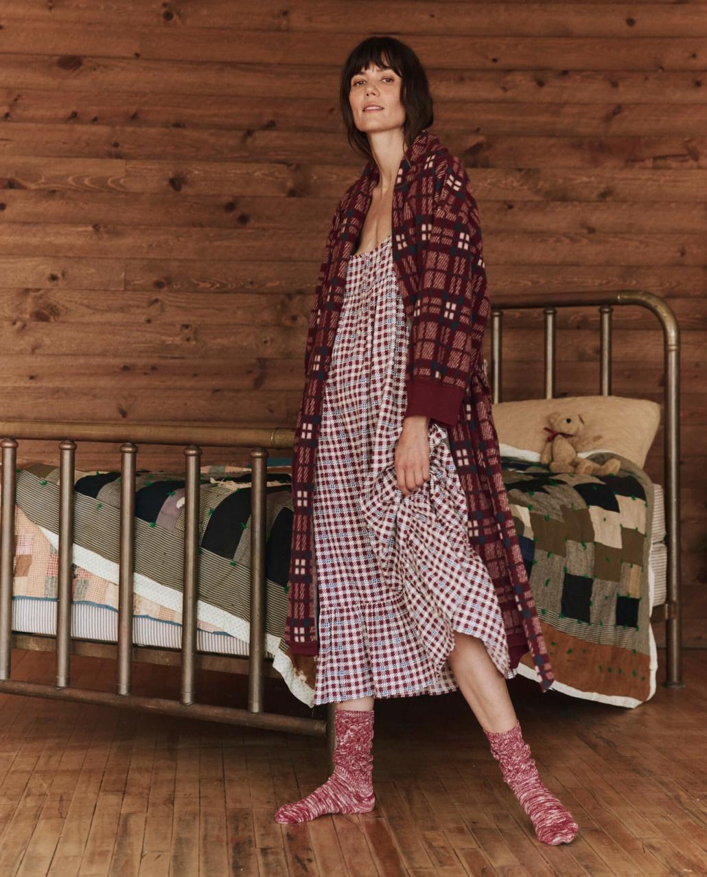 The Great. Sleep Dresses | The Ruffle Tank Night Dress. Bordeaux Plaid - Women